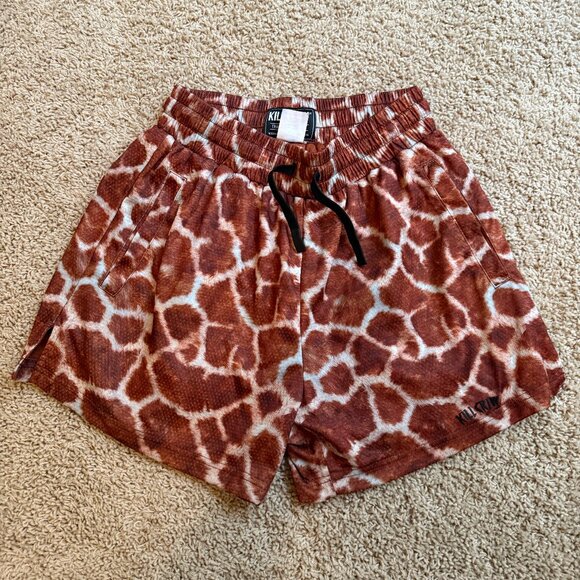 Kill Crew Giraffe Print Shorts Brown White Size M - Picture 1 of 6